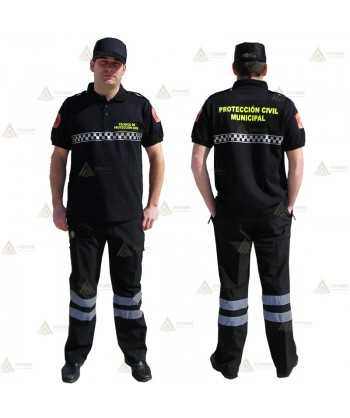 Polo de manga corta con damero reflectante para Técnico de Protección Civil