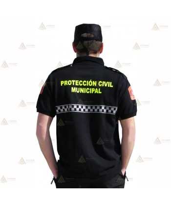 Polo de manga corta con damero reflectante para Técnico de Protección Civil