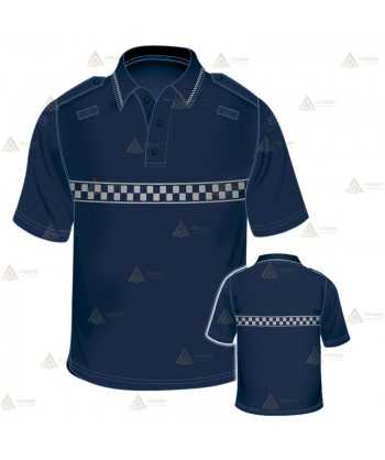Polo monocolor de manga corta color azul marino para Policía