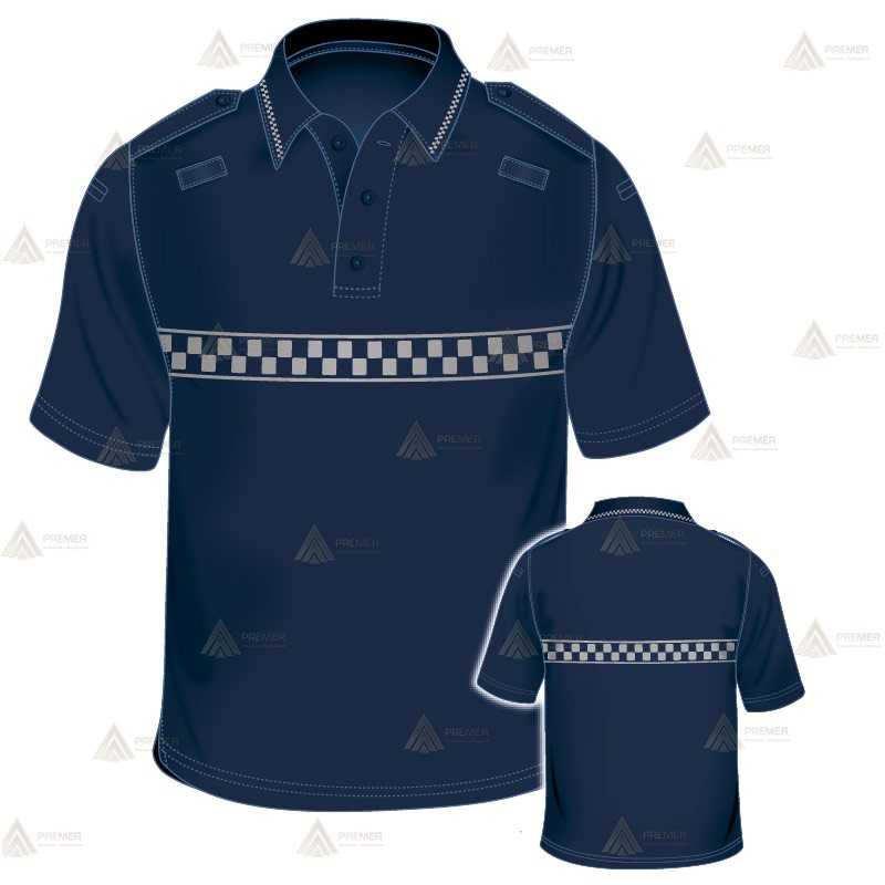 Polo monocolor de manga corta color azul marino para Policía