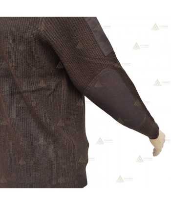 Jersey de cuello redondo con refuerzos en codos y galoneras de color marrón