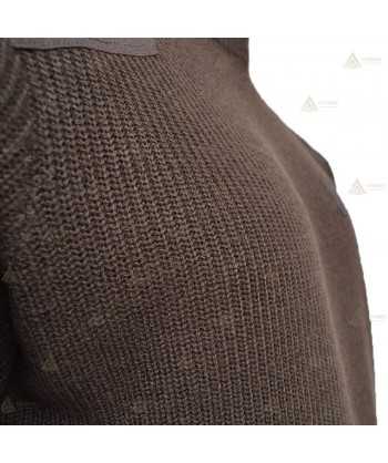 Jersey de cuello redondo con refuerzos en codos y galoneras de color marrón