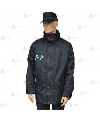Parka azul marino con damero azul, forro desmontable y membrana impermeable PTFE para Policía Local