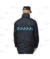Parka azul marino con damero azul, forro desmontable y membrana impermeable PTFE para Policía Local