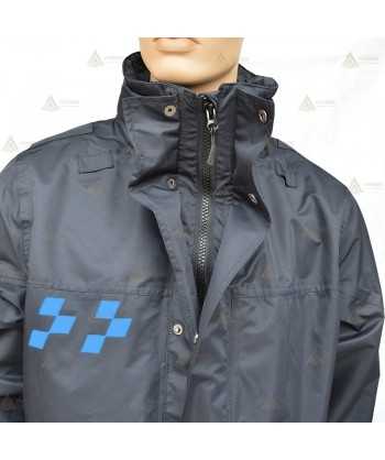 Parka azul marino con damero azul, forro desmontable y membrana impermeable PTFE para Policía Local