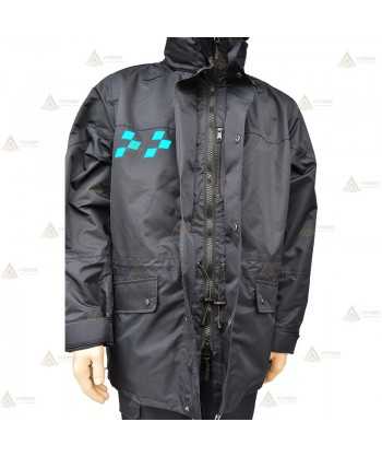 Parka azul marino con damero azul, forro desmontable y membrana impermeable PTFE para Policía Local