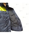 Parka azul marino y amarillo flúor con cinta reflectante, forro desmontable y membrana impermeable PTFE para Policía Local