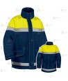 Parka azul marino y amarillo flúor con cinta reflectante, forro desmontable y membrana impermeable PTFE para Policía Local