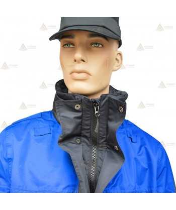 Parka azul marino y azul tropical con damero reflectante color plata, forro desmontable y membrana PTFE para Policía Local