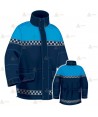 Parka azul marino y azul tropical con damero reflectante color plata, forro desmontable y membrana PTFE para Policía Local