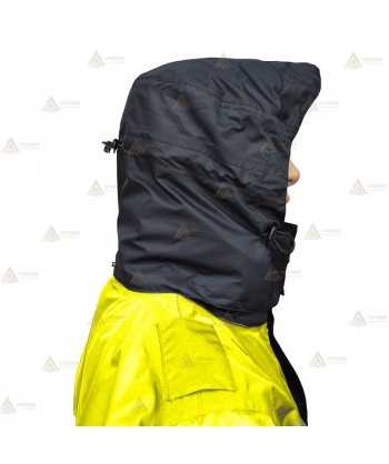 Parka azul marino y amarillo flúor con damero, forro desmontable y membrana impermeable PTFE para Policía Local