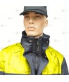 Parka azul marino y amarillo flúor con damero reflectante, forro desmontable y membrana impermeable PTFE para Policía Local