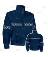 Cazadora softshell color azul marino orión con damero reflectante y membrana PTFE para motoristas de Policía Local