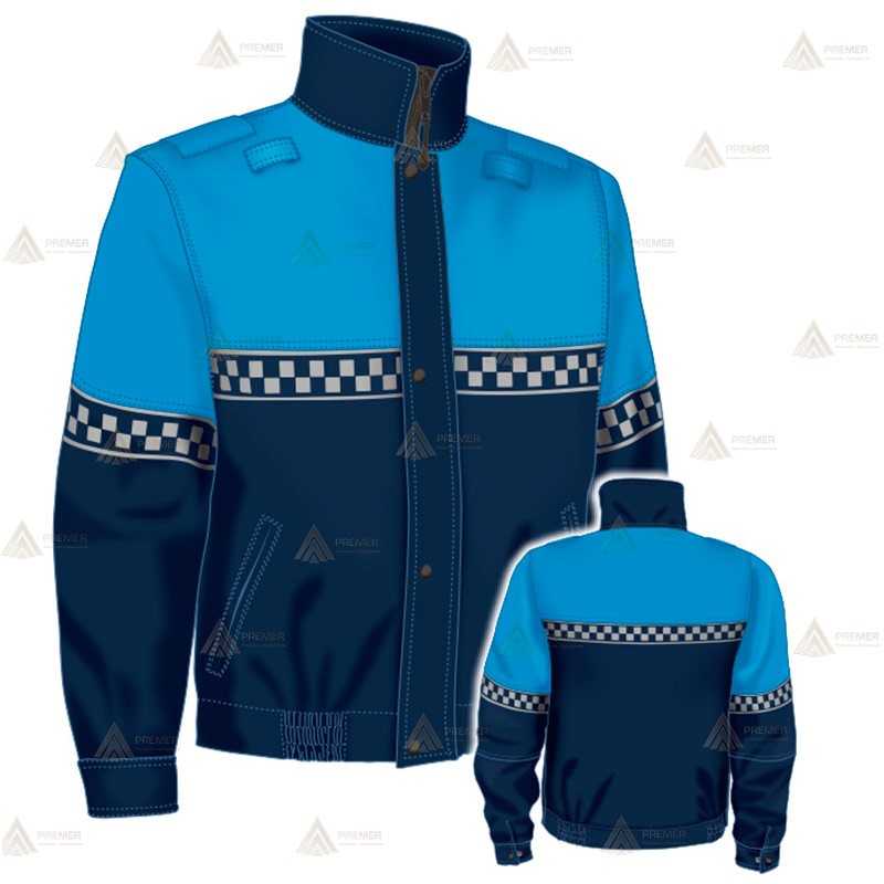 Cazadora softshell bicolor con membrana PTFE y damero color Plata para motoristas de Policía Local