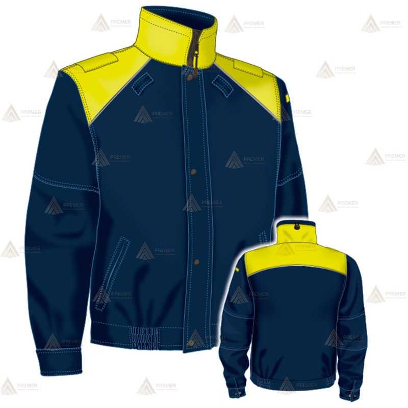 Cazadora softshell para motoristas color azul marino y amarillo flúor con membrana PTFE para Policía Local del País Vasco