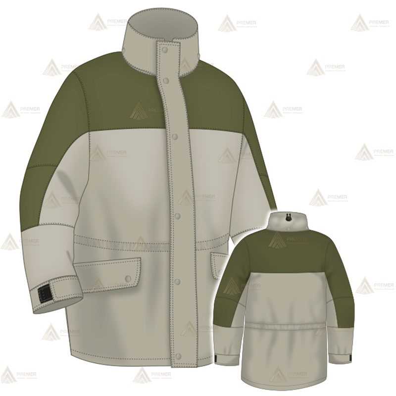 Parka color arena y verde militar con forro desmontable y membrana PTFE para Agentes Forestales