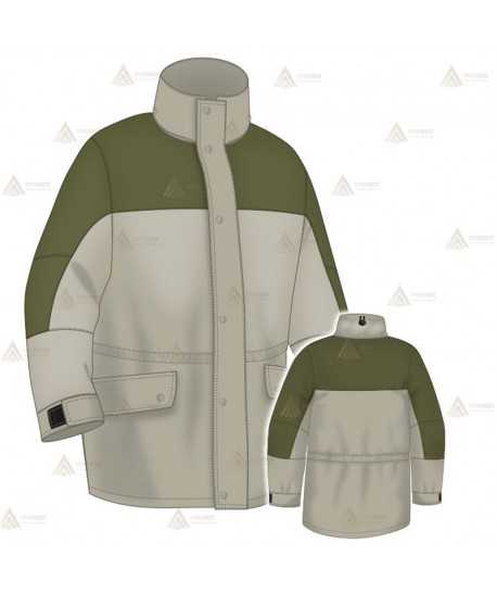 Parka color arena y verde militar con forro desmontable y membrana PTFE para Agentes Forestales