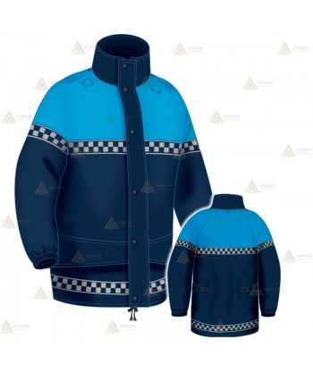 Chaqueta impermeable y transpirable con dameros reflectantes y membrana PTFE para Policía Local