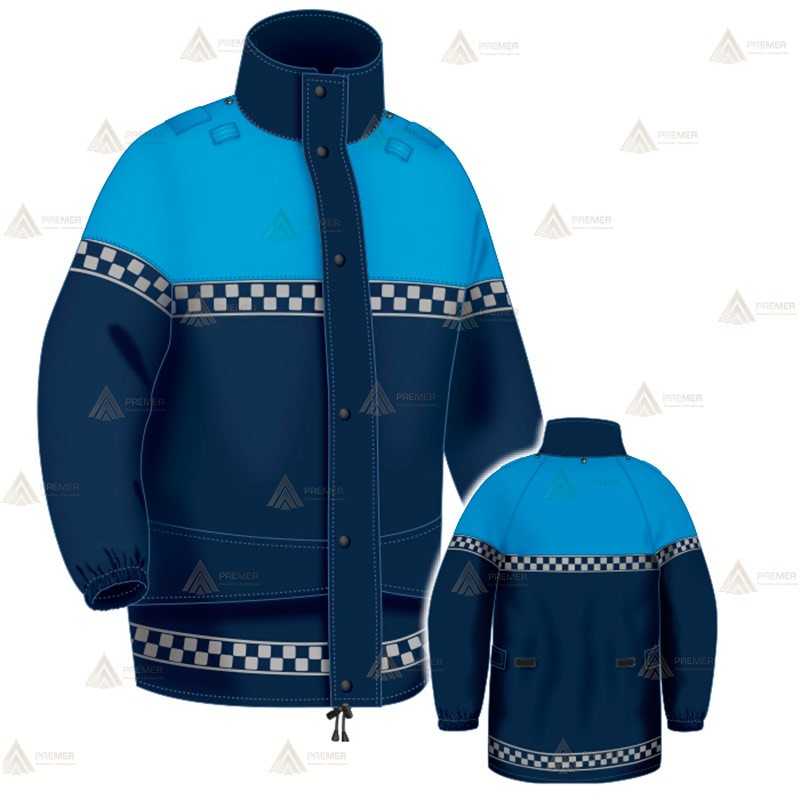 Chaqueta impermeable y transpirable con dameros reflectantes y membrana PTFE para Policía Local
