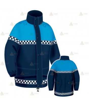 Chaqueta impermeable y transpirable con dameros reflectantes y membrana PTFE para Policía Local