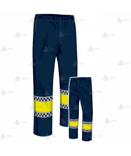 Pantalón bicolor impermeable y transpirable con cintas tipo damero reflectantes  y membrana PTFE para Policía Local