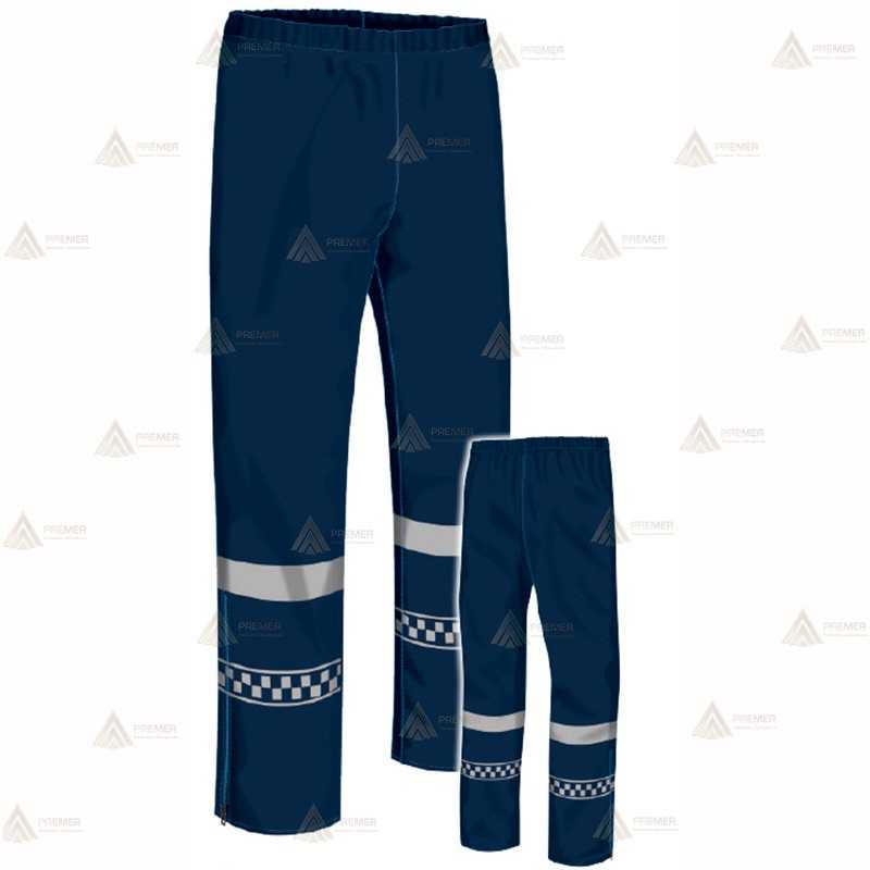 Pantalón azul marino, impermeable con cintas reflectantes y dameros muy económico  para Policía Local