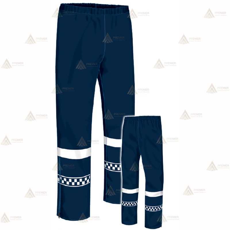 Pantalón azul marino, impermeable con cintas reflectantes y dameros muy económico  para Policía Local