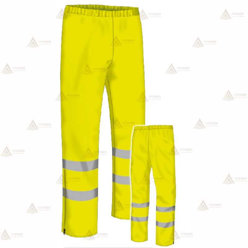 Pantalón impermeable amarillo flúor con cintas reflectantes muy económico para Policía Local