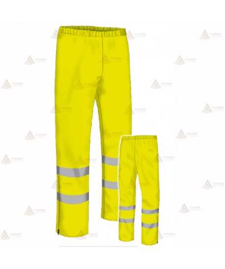 Pantalón impermeable amarillo flúor con cintas reflectantes muy económico para Policía Local