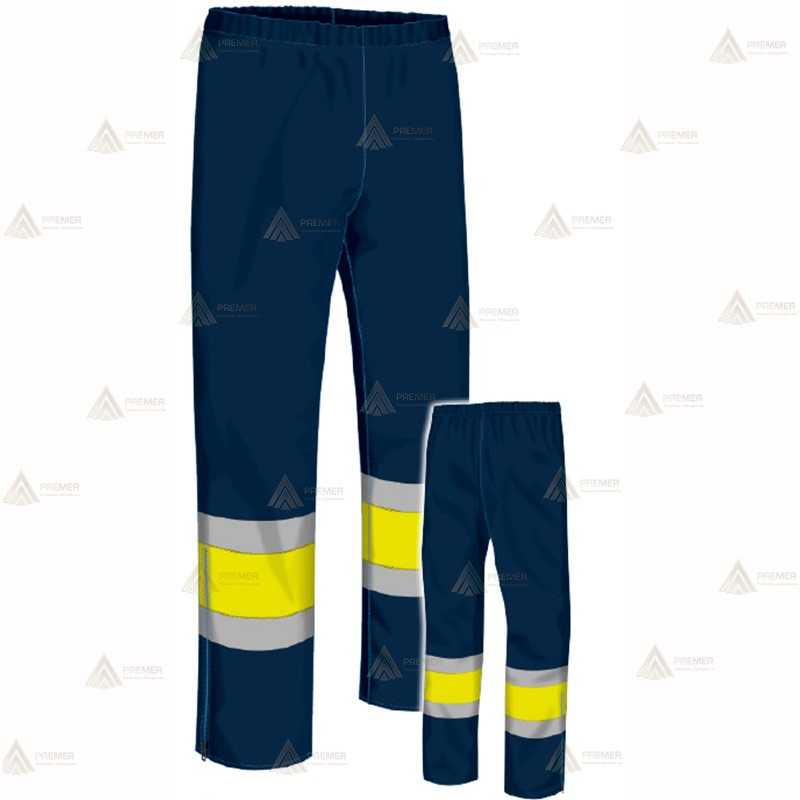 Pantalón impermeable bicolor marino/amarillo flúor con cintas reflectantes para Policía Local