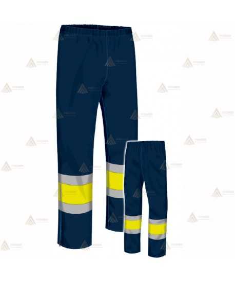 Pantalón impermeable bicolor marino/amarillo flúor con cintas reflectantes para Policía Local