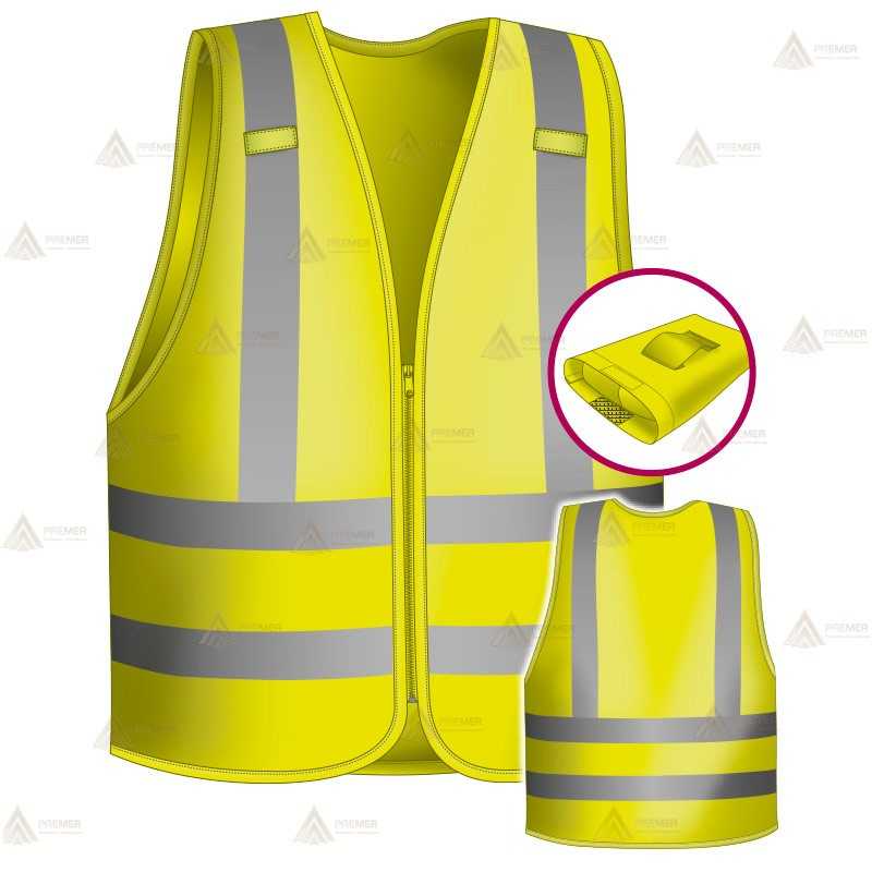 Chaleco alta visibilidad en amarillo flúor con forro para Policías Locales