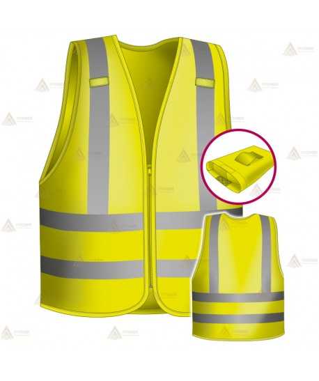 Chaleco alta visibilidad en amarillo flúor con forro para Policías Locales
