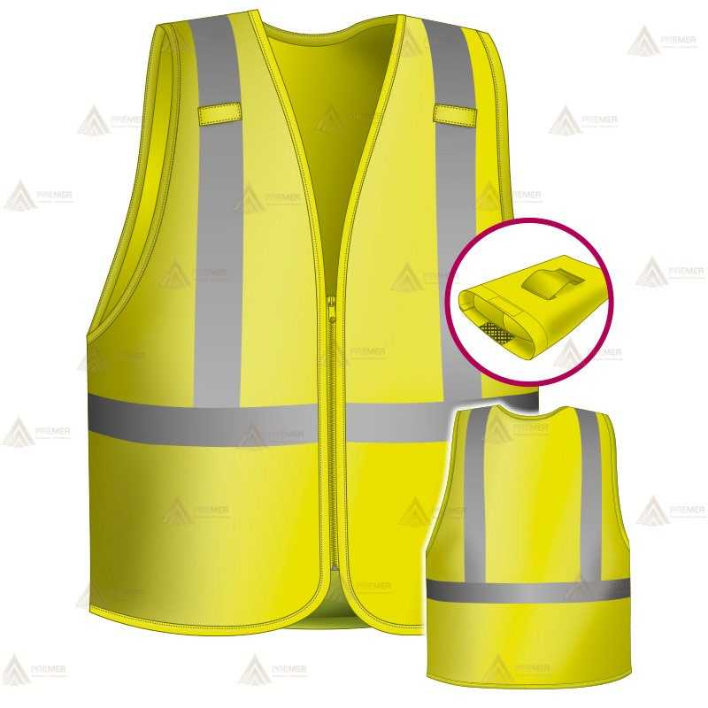 Chaleco alta visibilidad en amarillo flúor con cintas reflectantes para Policías Locales