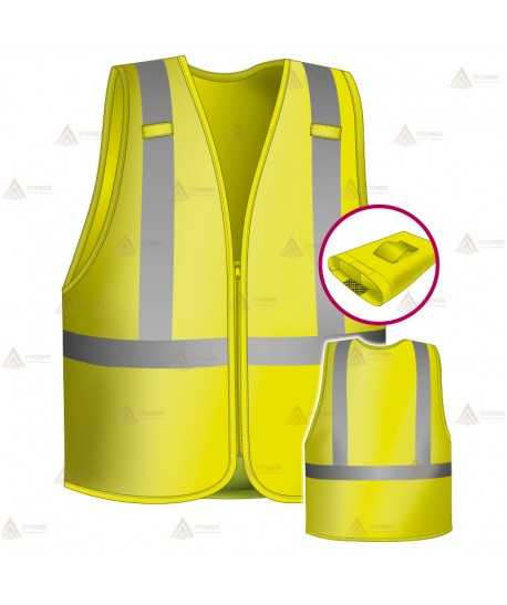 Chaleco alta visibilidad en amarillo flúor con cintas reflectantes para Policías Locales