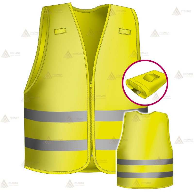 Chaleco alta visibilidad en amarillo flúor con forro para Policías Locales