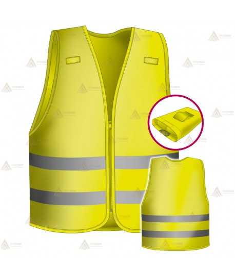 Chaleco alta visibilidad en amarillo flúor con forro para Policías Locales
