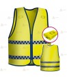 Chaleco alta visibilidad en amarillo flúor con cintas damero reflectantes para Policías Locales