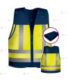 Chaleco alta visibilidad en amarillo flúor y marino con cintas reflectantes para Policías Locales