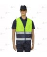 Chaleco alta visibilidad en amarillo flúor y marino con cintas reflectantes para Policías Locales