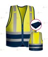 Chaleco alta visibilidad en amarillo flúor y marino con cintas reflectantes para Policías Locales