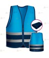 Chaleco alta visibilidad en azul tropical y marino con cintas reflectantes para Policías Locales