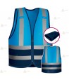 Chaleco alta visibilidad en azul tropical y marino con cintas reflectantes para Policías Locales