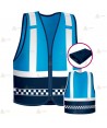 Chaleco alta visibilidad en azul tropical y marino con cintas reflectantes color blanco para Policías Locales
