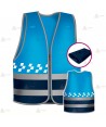 Chaleco alta visibilidad en azul tropical y marino con cintas reflectantes para Policías Locales de Castilla la Mancha