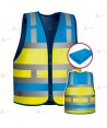 Chaleco alta visibilidad en azul tropical y amarillo flúor con cintas reflectantes para Policías Locales de Galicia