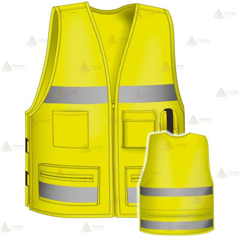 Chaleco paramédico amarillo flúor con cintas reflectantes