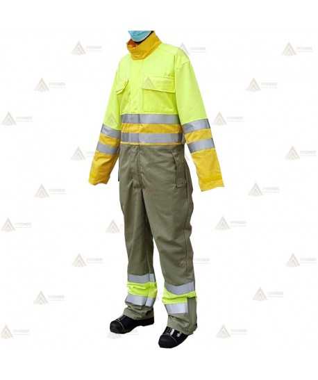 Buzo ignífugo de alta visibilidad con forro para bomberos forestales