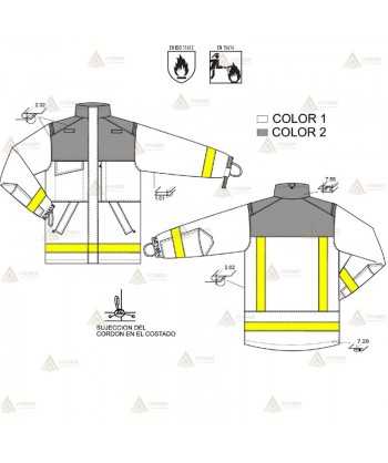 Chaqueta ignífuga con refuerzos para bomberos forestales