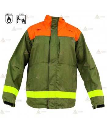 Chaqueta ignífuga con refuerzos para bomberos forestales
